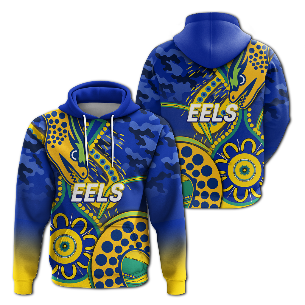 Eels Rugby ANZAC Day Camouflage Indigenous Art Hoodie - LT12 - Vibe Hoodie Shop