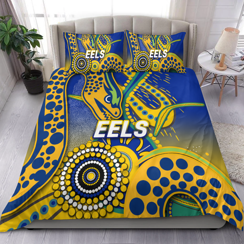 Eels Rugby 2022 Aboriginal Art Bedding Set - - Vibe Hoodie Shop