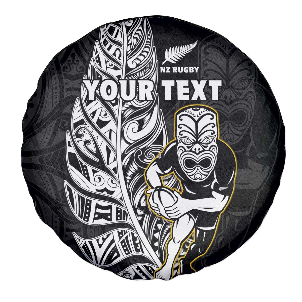 (Custom Personalised) New Zealand Silver Fern Rugby Spare Tire Cover All Black Maori Version Black - Vibe Hoodie Shop