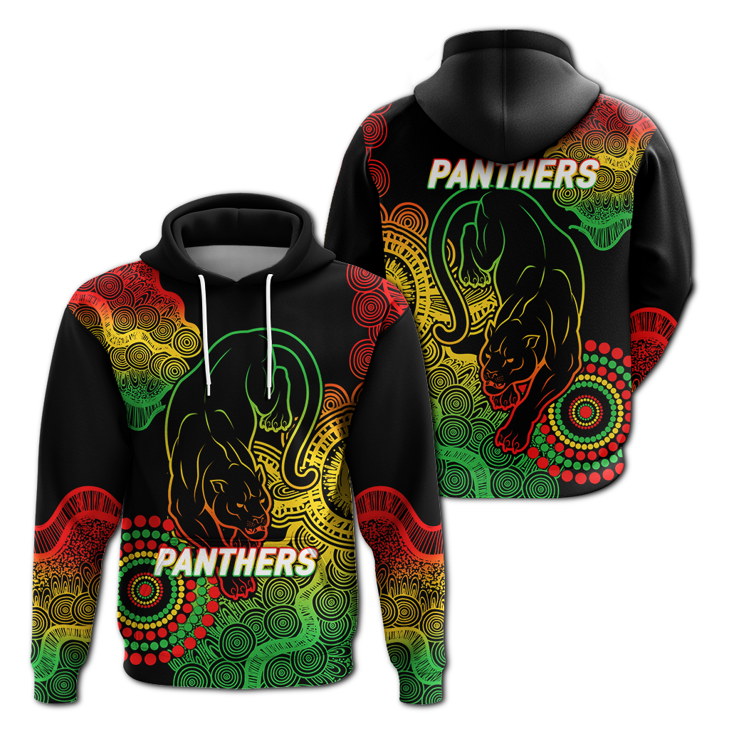 Panthers Rugby 2022 Aboriginal Art Black Hoodie - LT12 - Vibe Hoodie Shop
