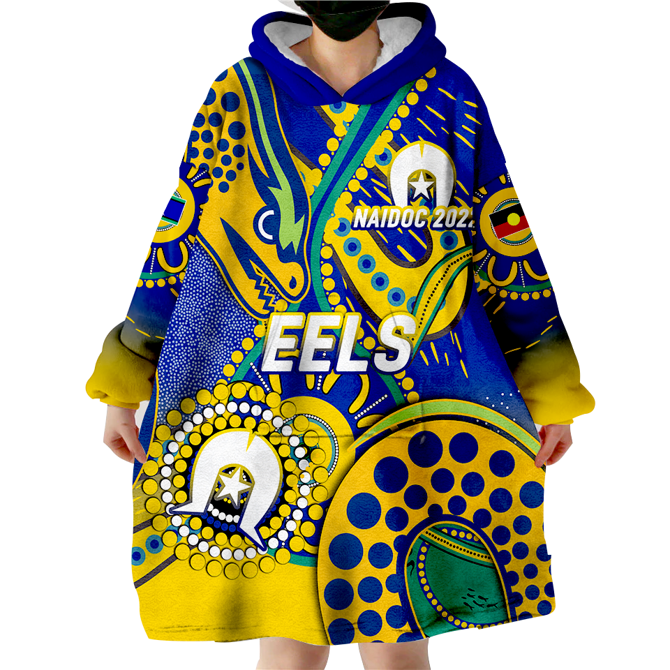 Eels Rugby NAIDOC 2022 Aboriginal Wearable Blanket Hoodie - - Vibe Hoodie Shop