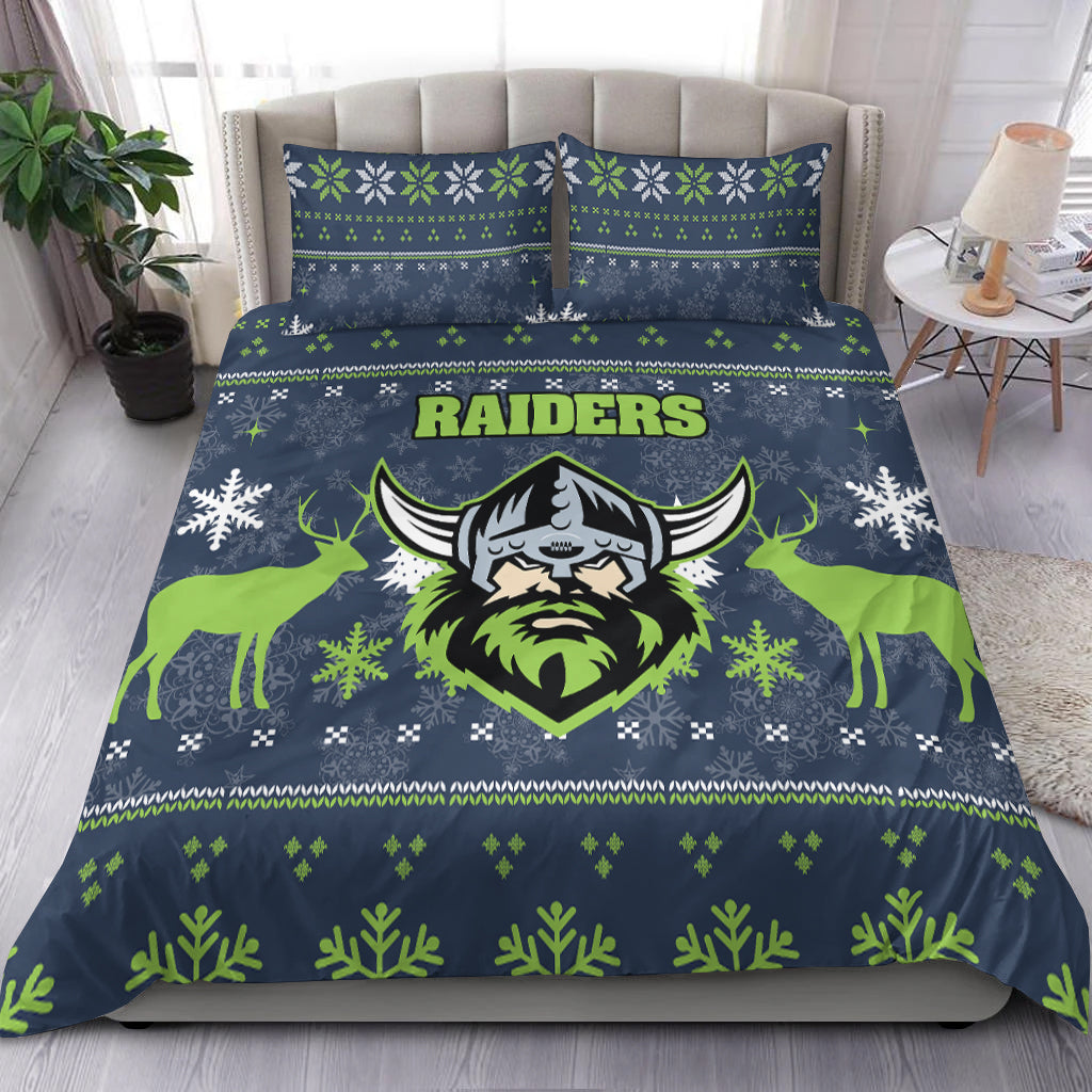 Canberra Raiders Bedding Set - Christmas Ugly Style - - Vibe Hoodie Shop