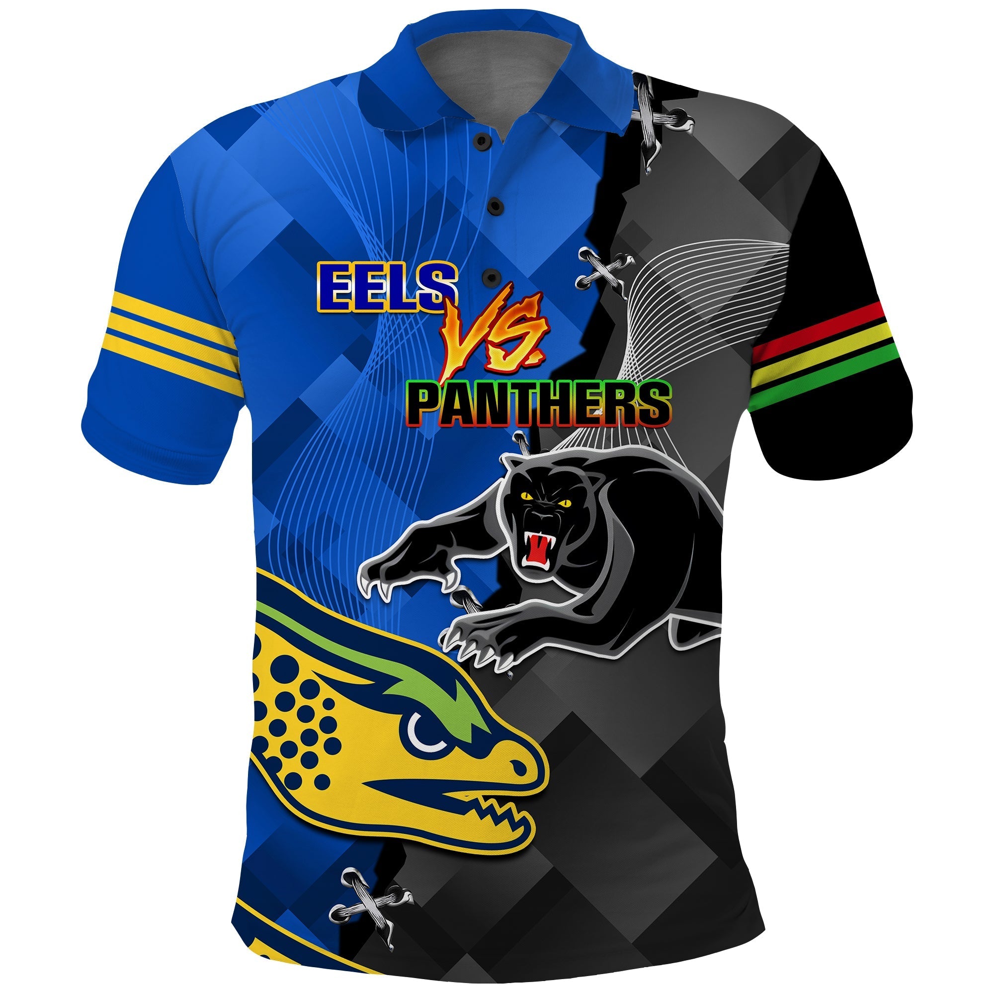 Personalised Penrith Panthers And Parramatta Eels Rugby Polo Shirt Sporty Style - Vibe Hoodie Shop