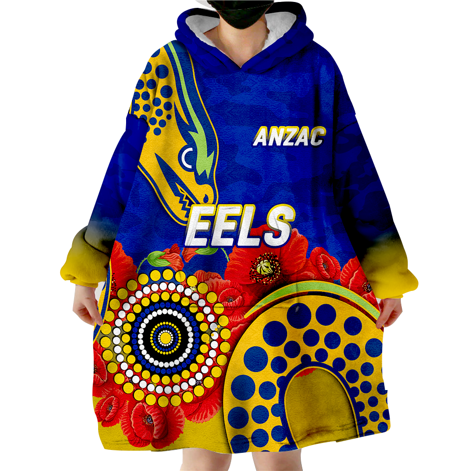 Eels Rugby Anzac Aboriginal Wearable Blanket Hoodie - - Vibe Hoodie Shop