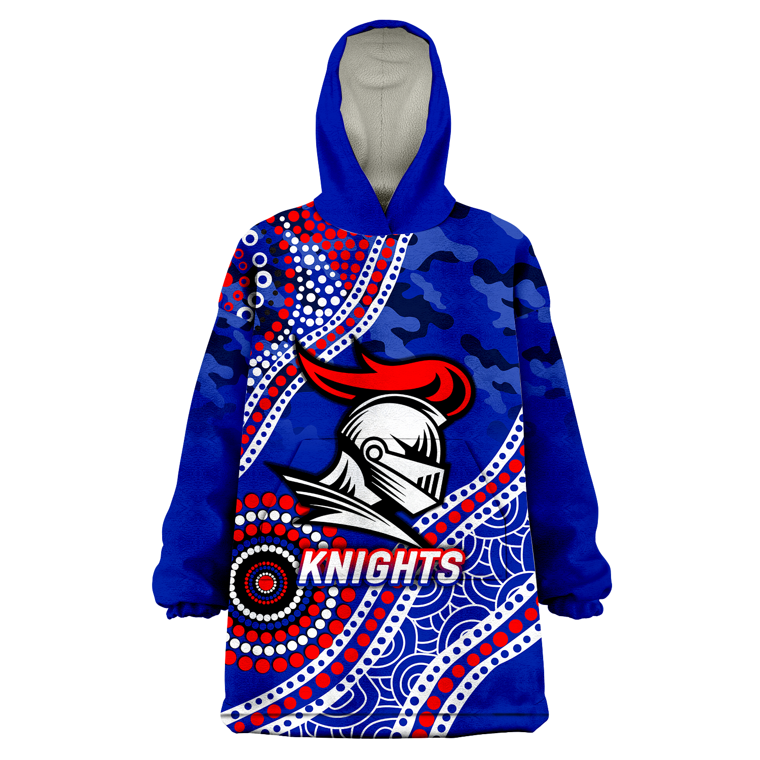 (Custom Personalised) Knights Rugby Camouflage Indigenous Art Wearable Blanket Hoodie - - Vibe Hoodie Shop