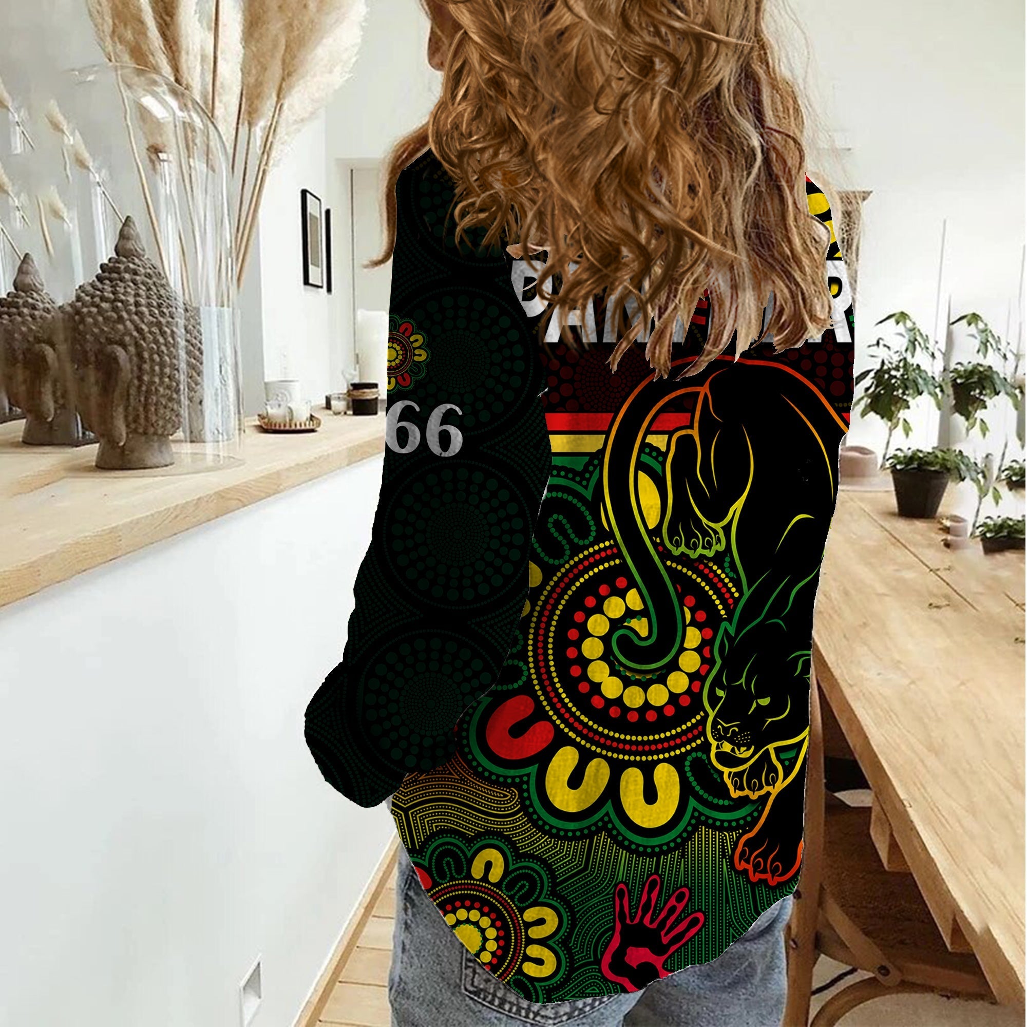 NRL Penrith Panthers Rugby Women Casual Shirt Panthers 1966 Aboriginal - Vibe Hoodie Shop