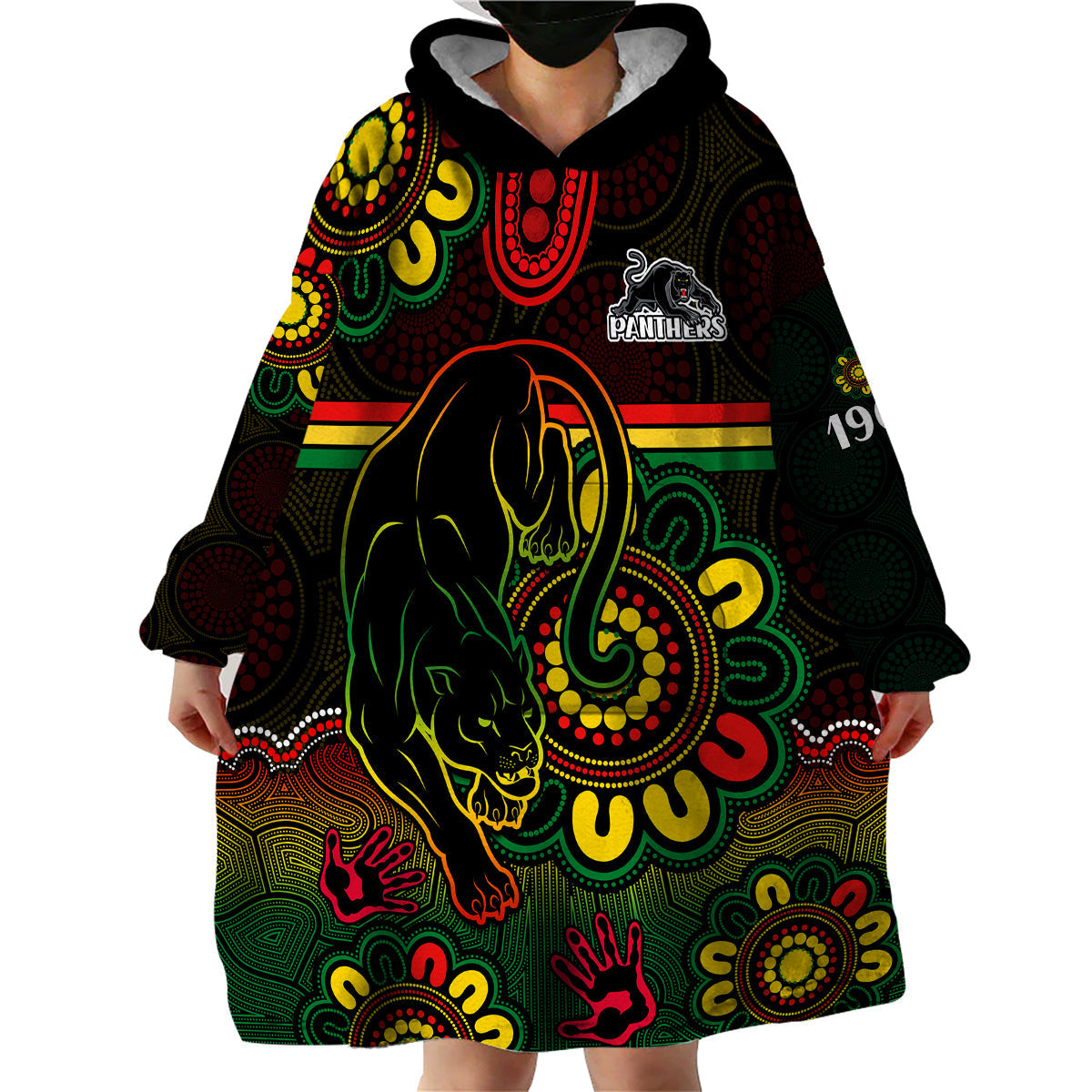 NRL Penrith Panthers Rugby Wearable Blanket Hoodie Panthers 1966 Aboriginal - Vibe Hoodie Shop