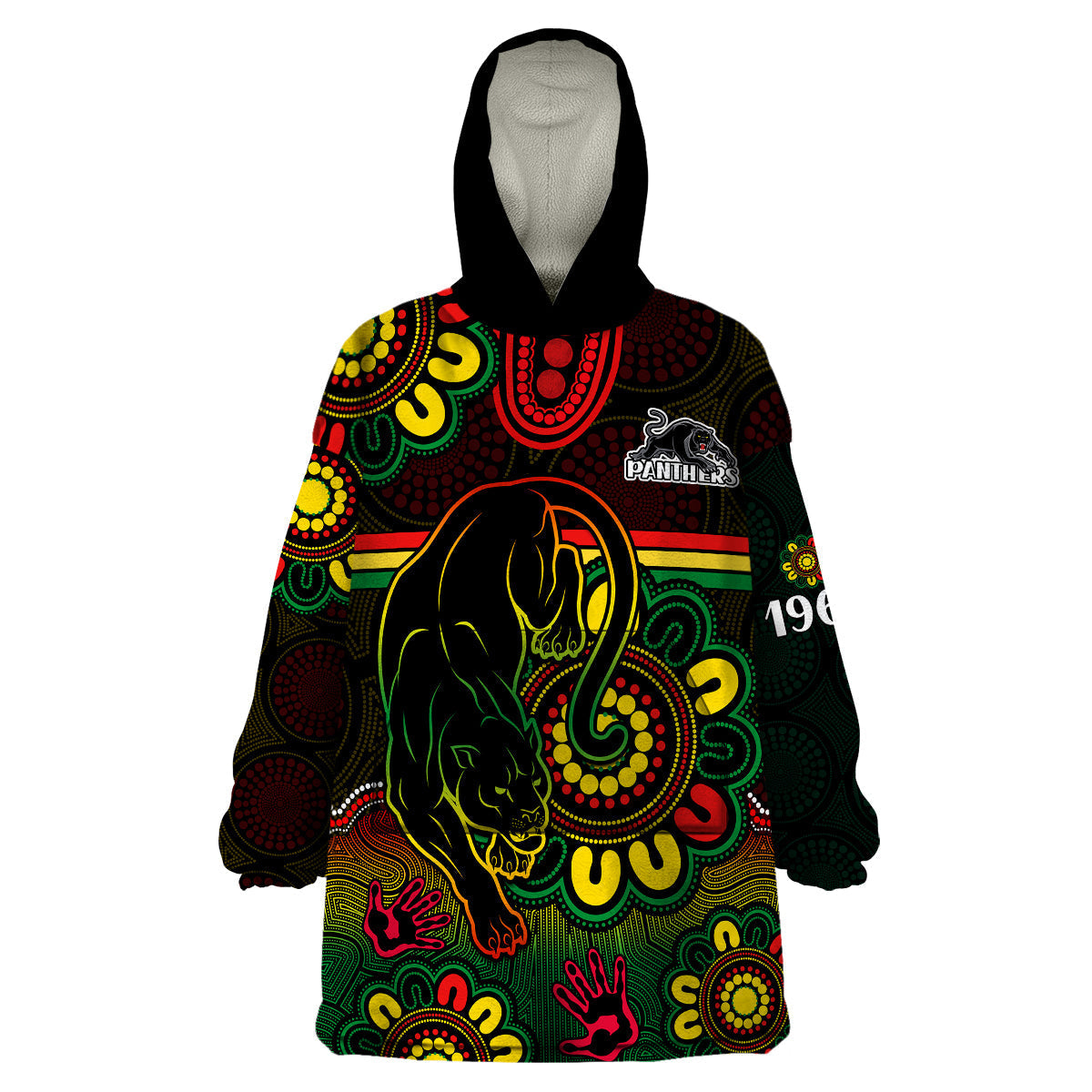 NRL Penrith Panthers Rugby Wearable Blanket Hoodie Panthers 1966 Aboriginal - Vibe Hoodie Shop