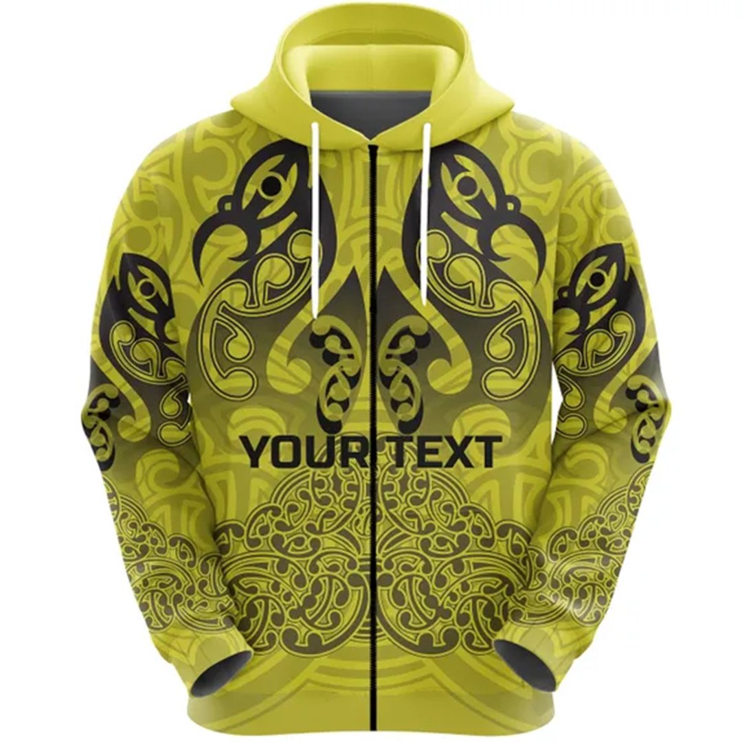 Custom Aotearoa Maori Rugby Zip Hoodie New Zealand Mount Taranaki Manaia - Vibe Hoodie Shop