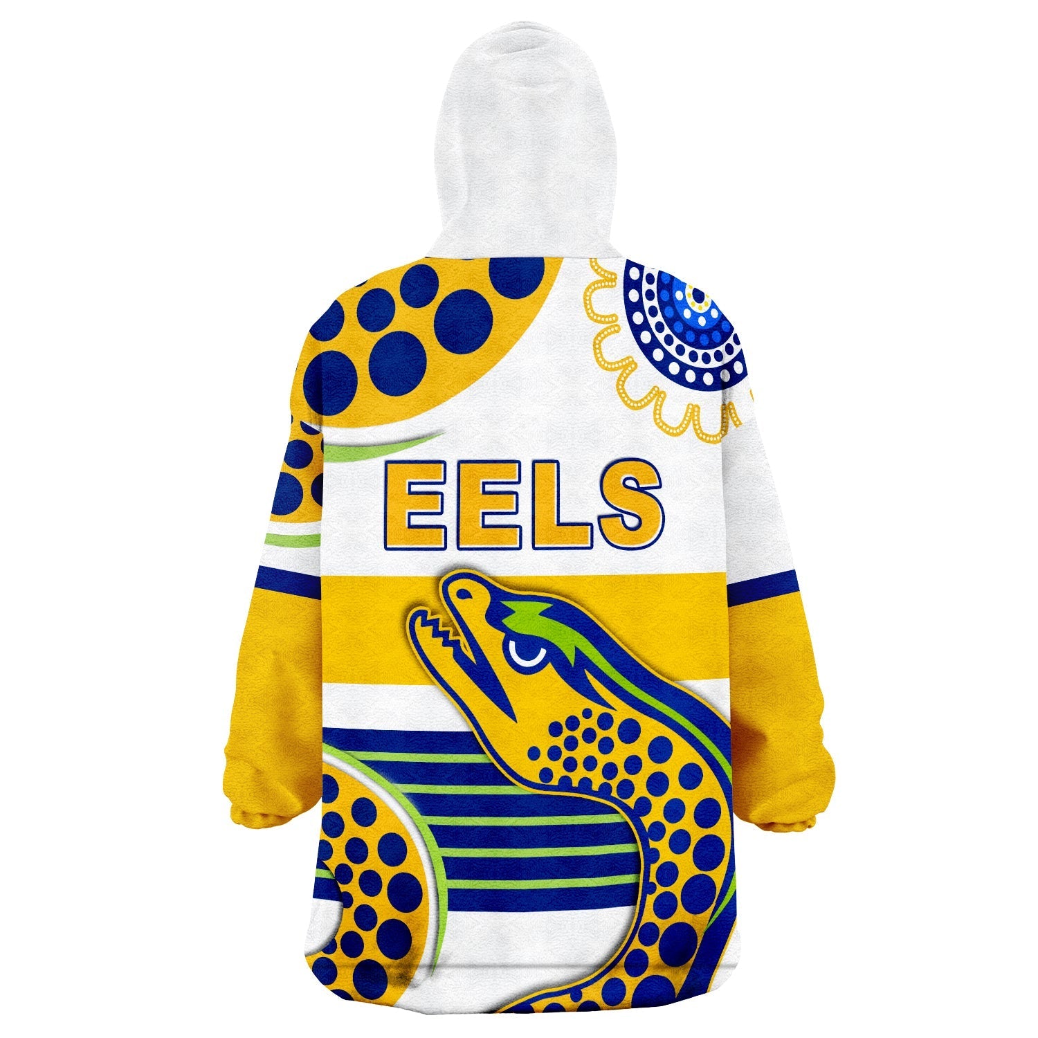 (Custom Personalised) Eels Indigenous Parramatta 2022 Version White Wearable Blanket Hoodie - Vibe Hoodie Shop