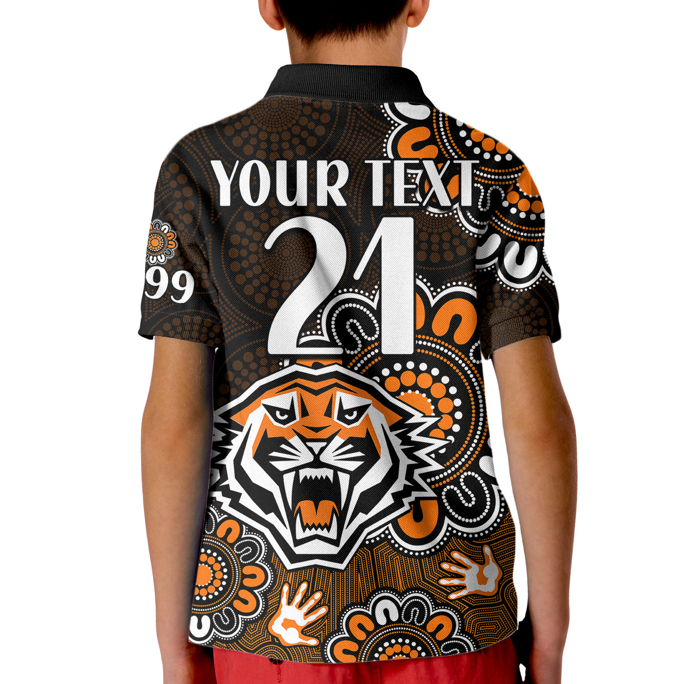 custom-personalised-nrl-wests-tigers-rugby-founded-1999-aboriginal-kid-polo-shirt