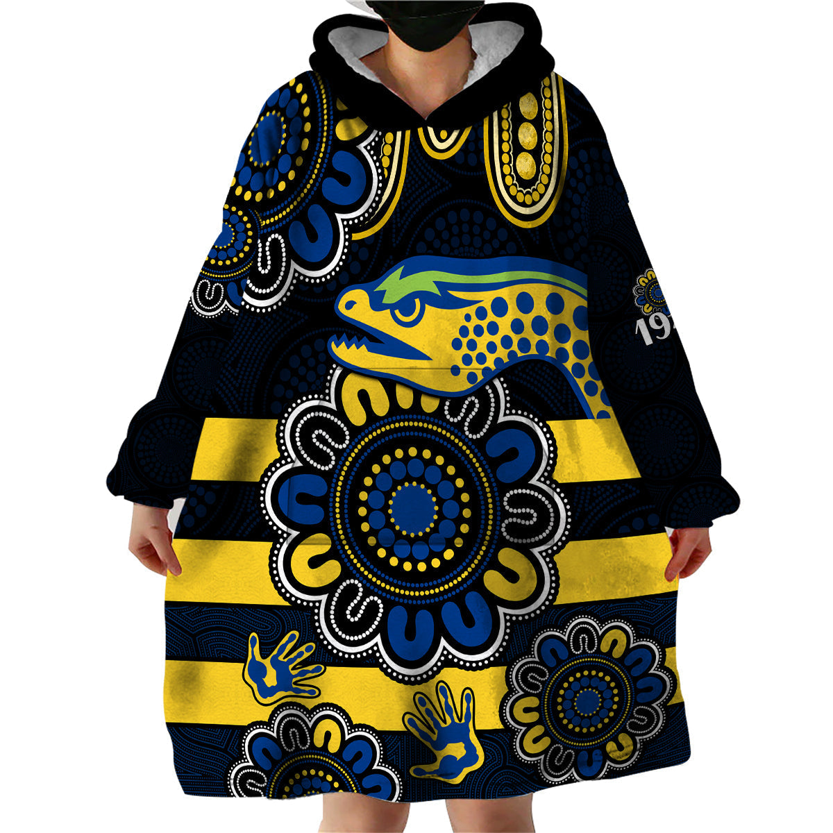 NRL Parramatta Eels Rugby Wearable Blanket Hoodie Eels 1947 Aboriginal - Vibe Hoodie Shop