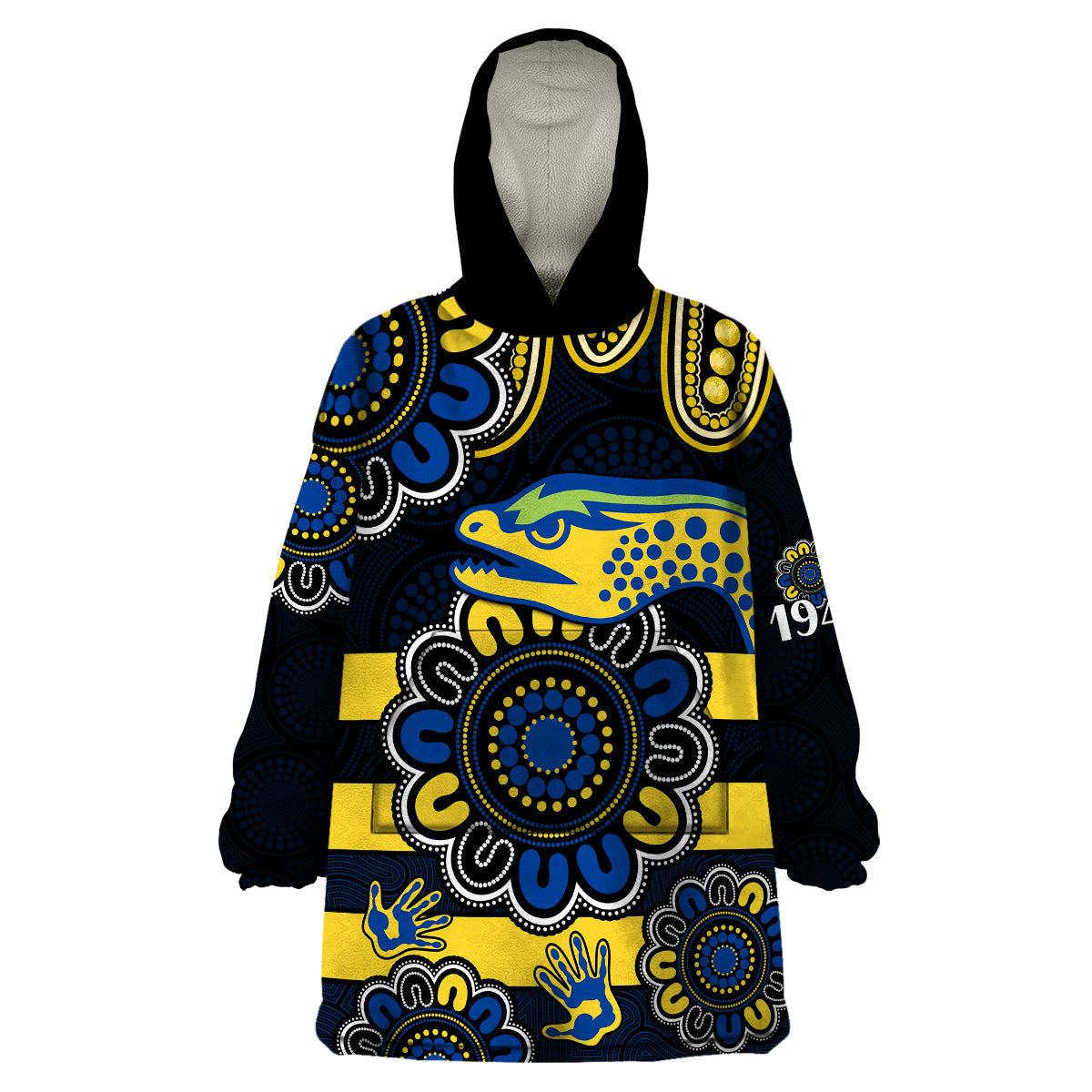 NRL Parramatta Eels Rugby Wearable Blanket Hoodie Eels 1947 Aboriginal - Vibe Hoodie Shop