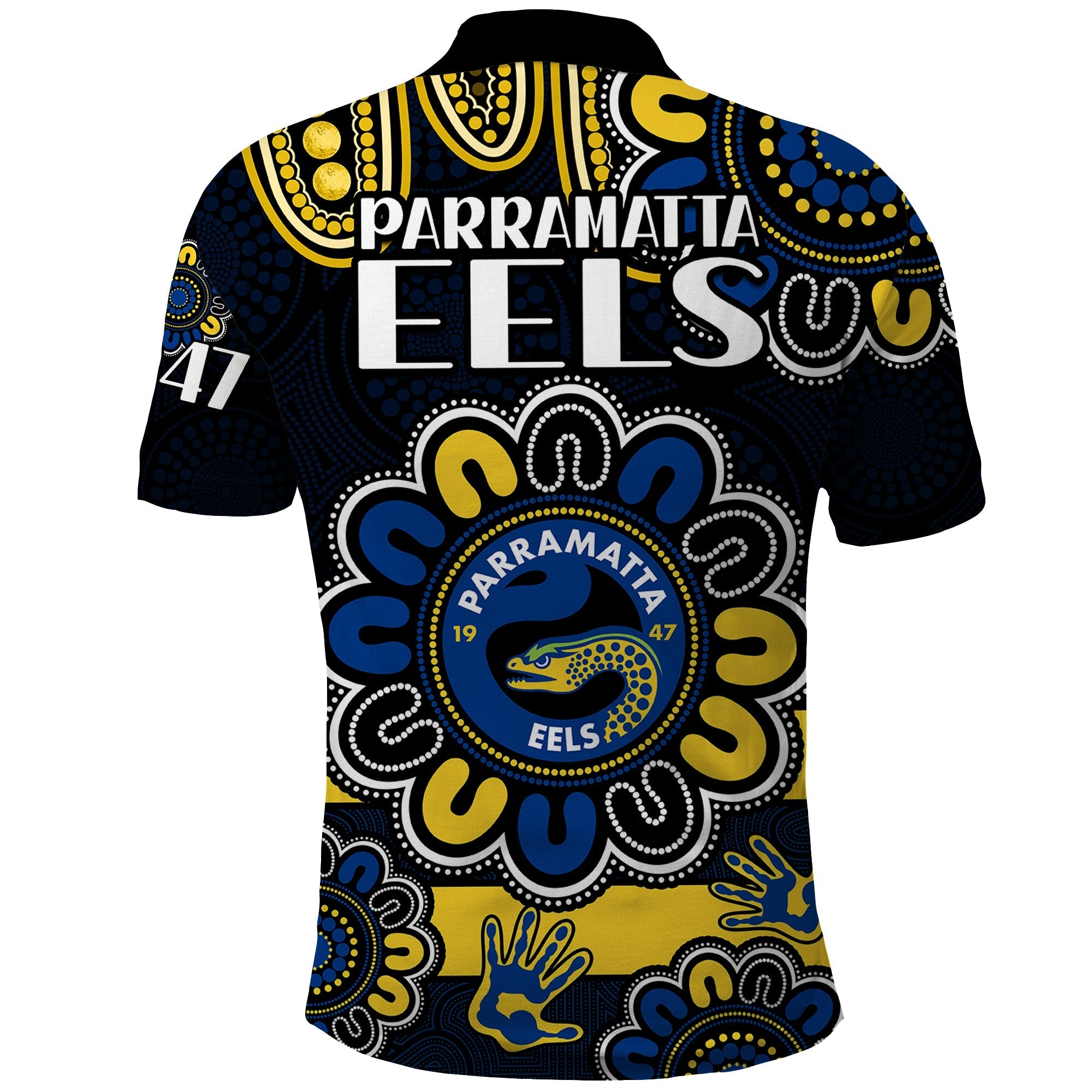NRL Parramatta Eels Rugby Polo Shirt Eels 1947 Aboriginal LT9 - Vibe Hoodie Shop