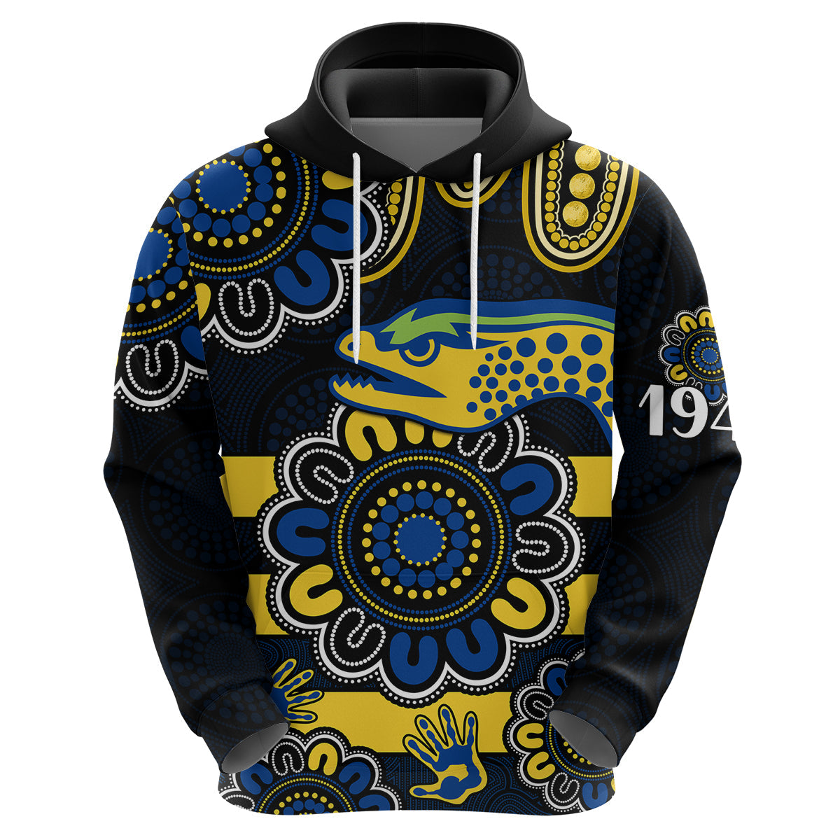 NRL Parramatta Eels Rugby Hoodie Eels 1947 Aboriginal LT9 - Vibe Hoodie Shop