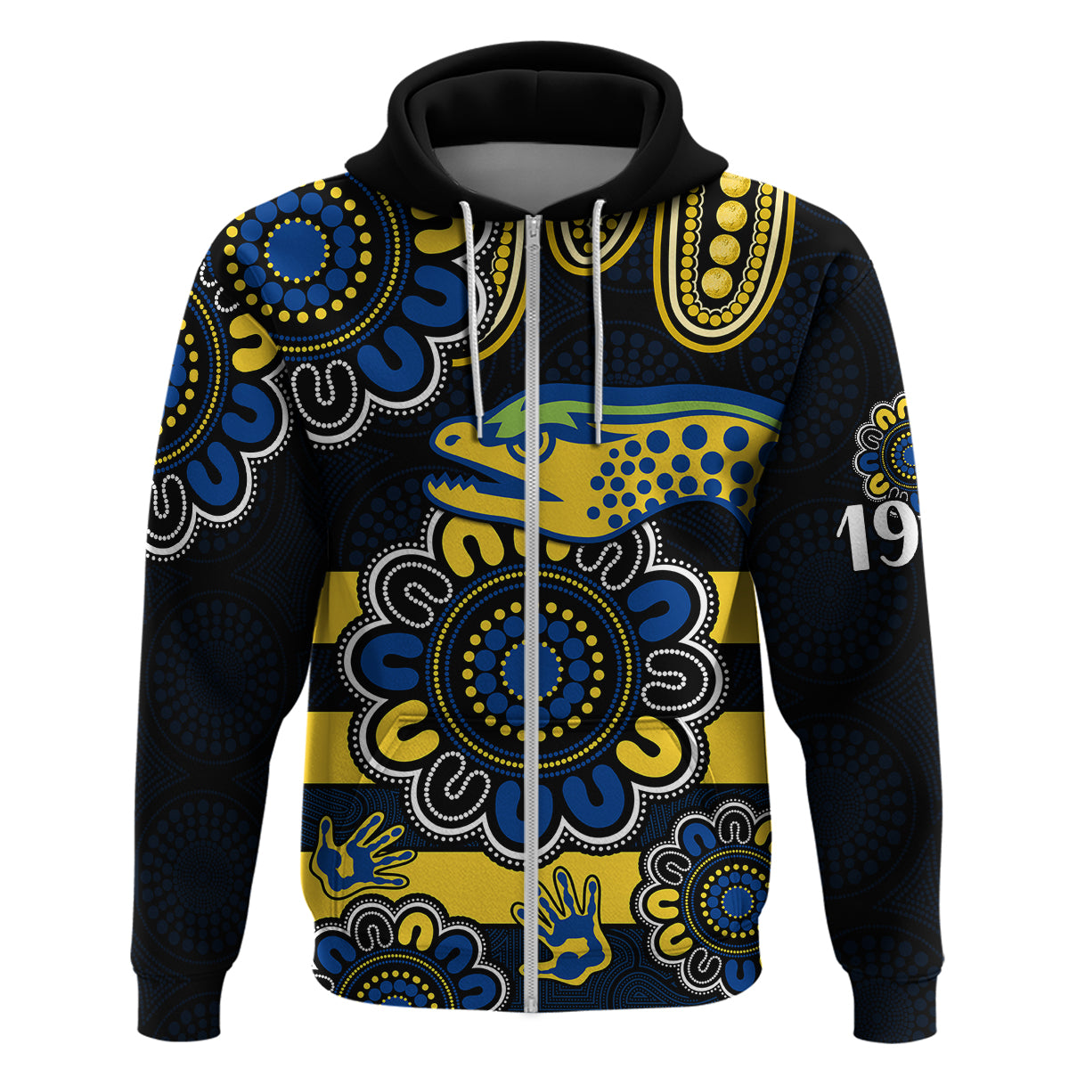 NRL Parramatta Eels Rugby Hoodie Eels 1947 Aboriginal LT9 - Vibe Hoodie Shop