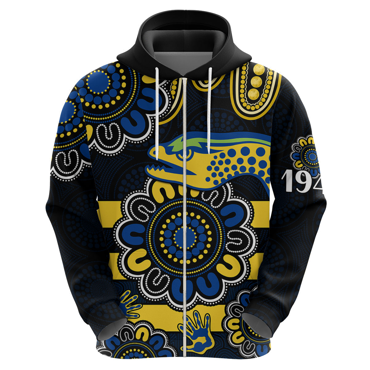 NRL Parramatta Eels Rugby Hoodie Eels 1947 Aboriginal LT9 - Vibe Hoodie Shop
