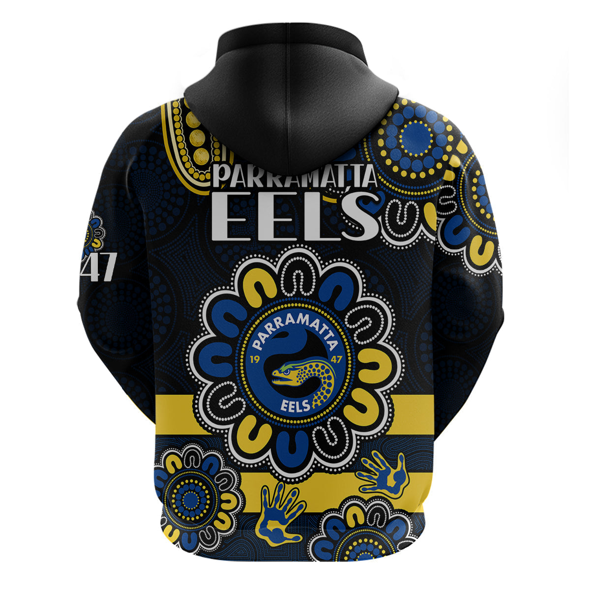 NRL Parramatta Eels Rugby Hoodie Eels 1947 Aboriginal LT9 - Vibe Hoodie Shop