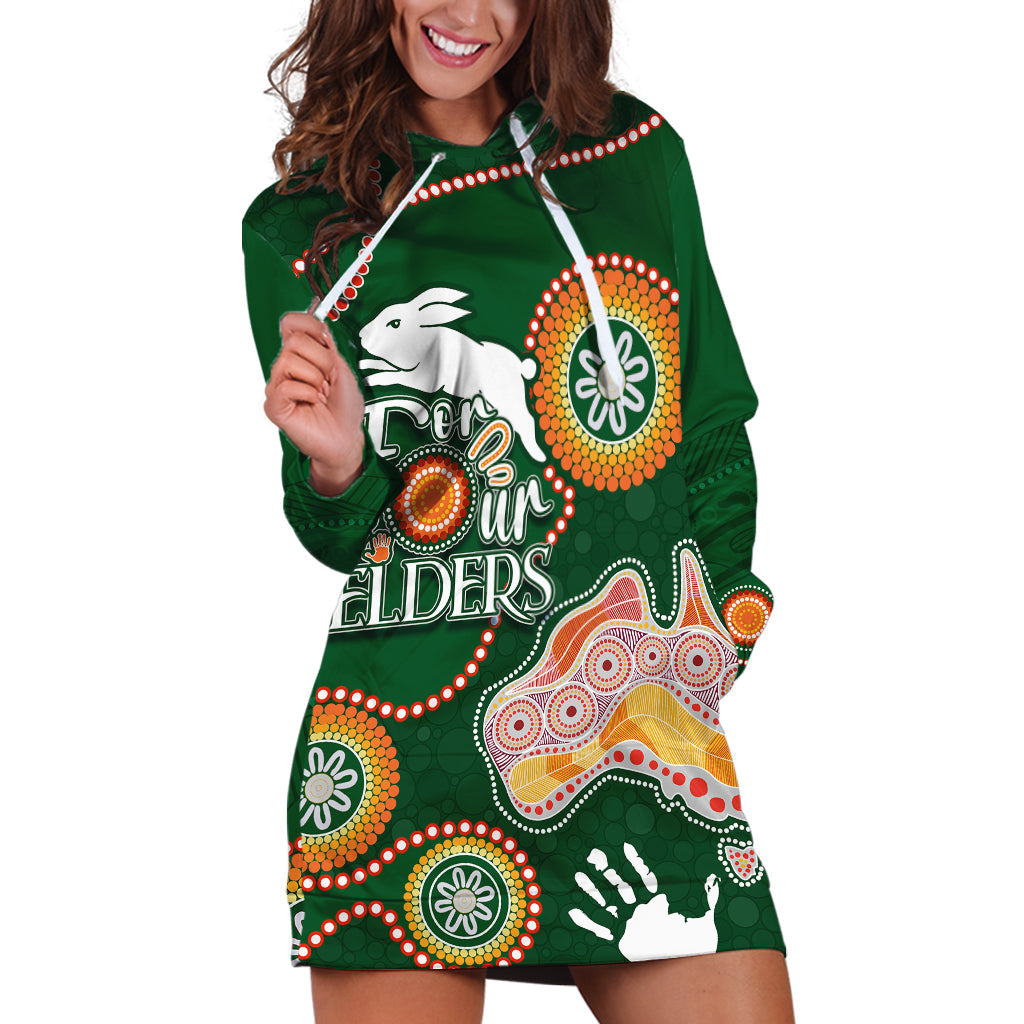 Personalised NAIDOC Week 2023 NRL Rabbitohs For Our Elders Hoodie Dress - Vibe Hoodie Shop