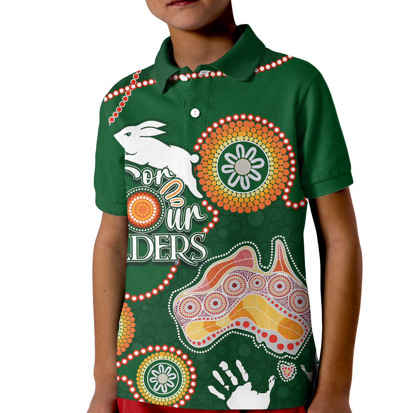 Personalised NAIDOC Week 2023 NRL Rabbitohs For Our Elders Kid Polo Shirt - Vibe Hoodie Shop