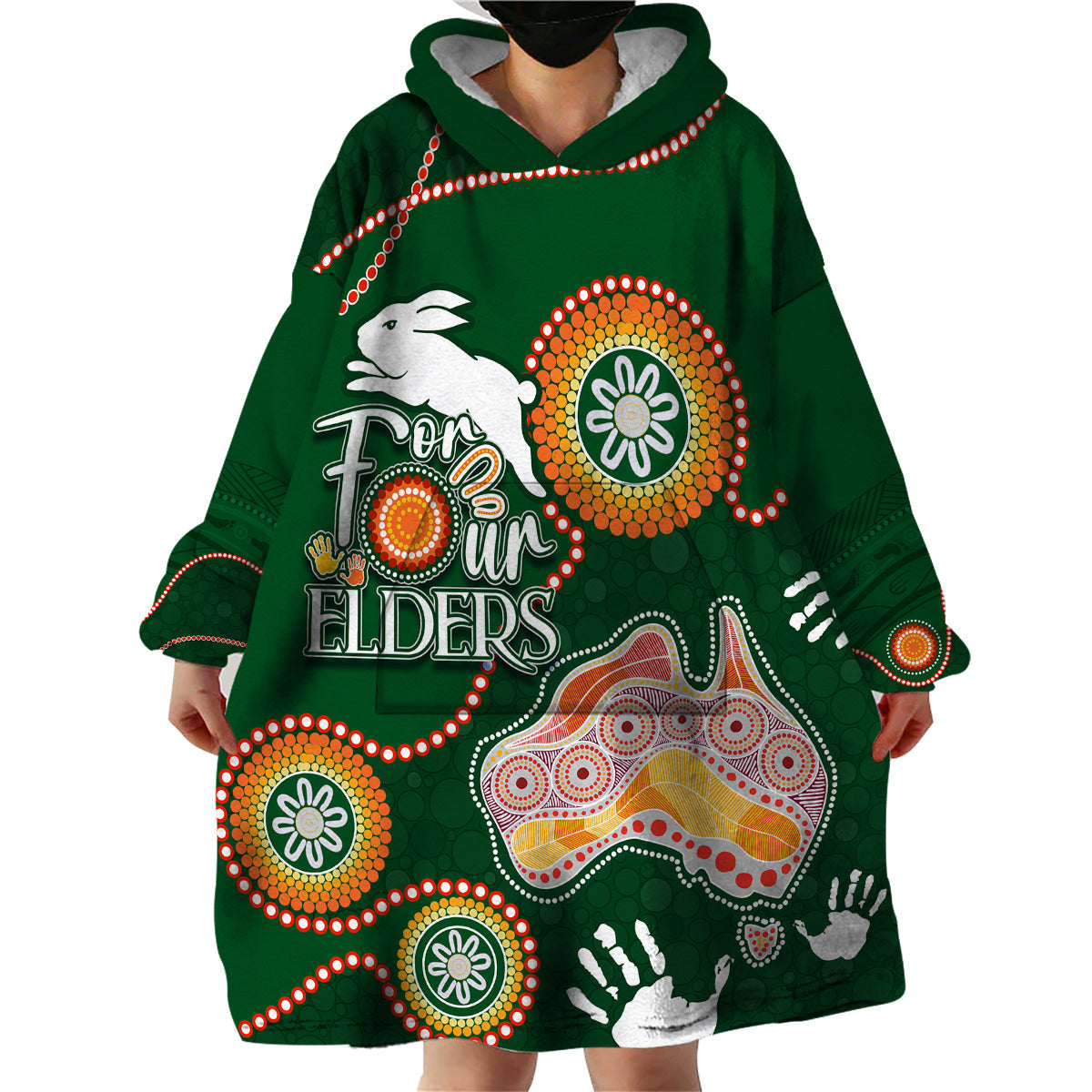 Personalised NAIDOC Week 2023 NRL Rabbitohs For Our Elders Wearable Blanket Hoodie - Vibe Hoodie Shop