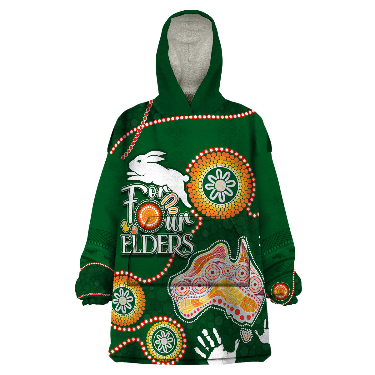 Personalised NAIDOC Week 2023 NRL Rabbitohs For Our Elders Wearable Blanket Hoodie - Vibe Hoodie Shop