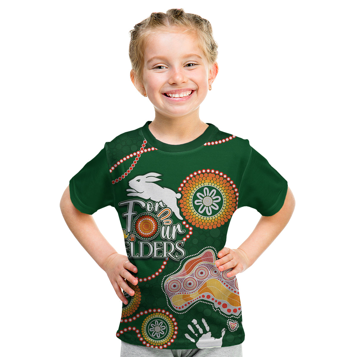Personalised NAIDOC Week 2023 NRL Rabbitohs For Our Elders Kid T Shirt - Vibe Hoodie Shop