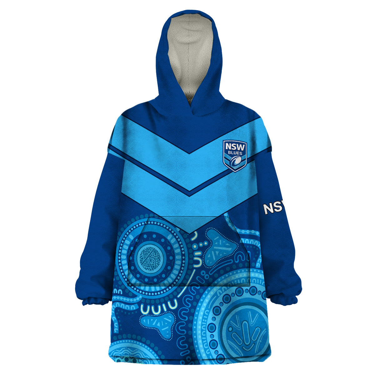 (Custom Personalised) New South Wales Rugby Wearable Blanket Hoodie Indigenous NSW Blues - Vibe Hoodie Shop