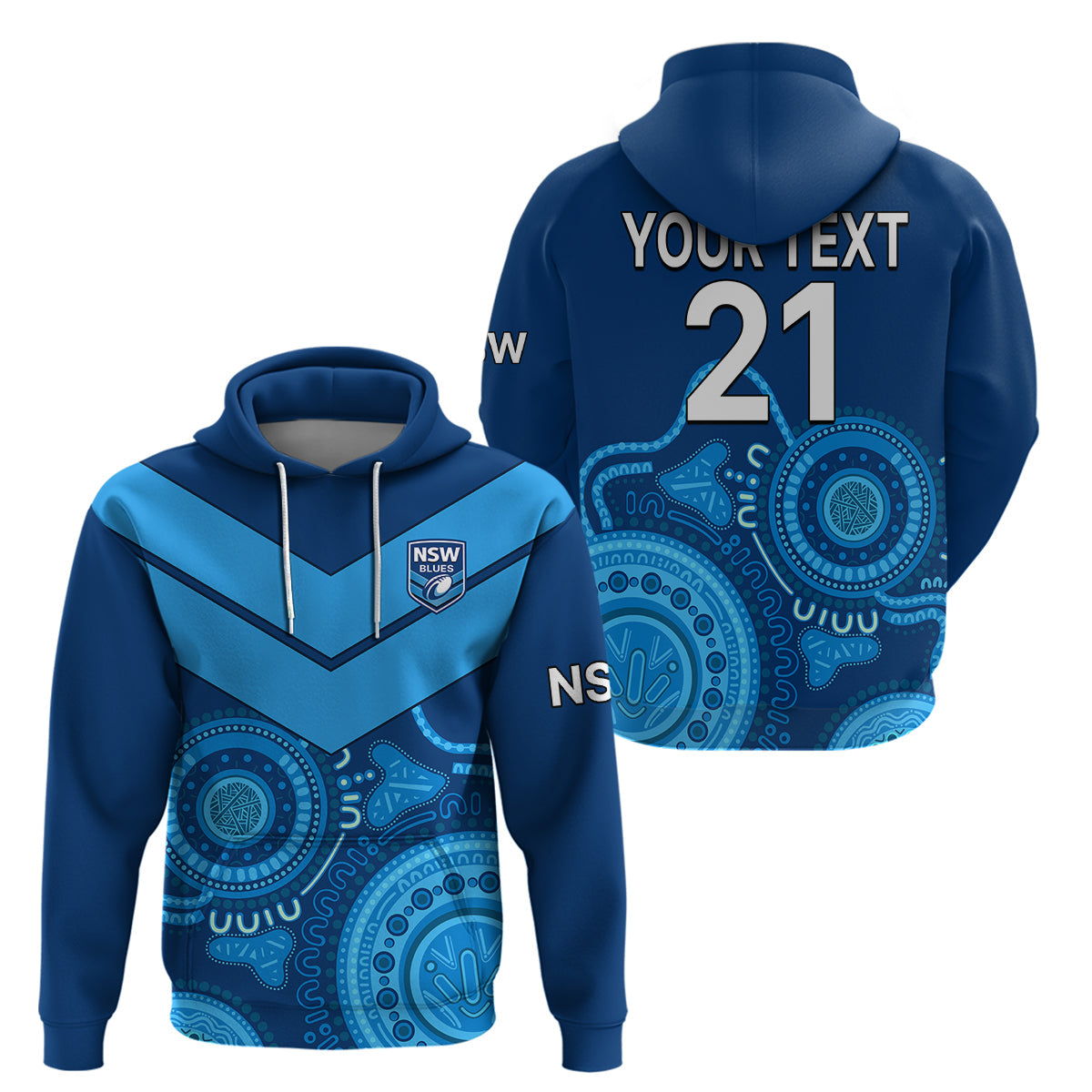 (Custom Personalised) New South Wales Rugby Hoodie Indigenous NSW Blues LT9 - Vibe Hoodie Shop