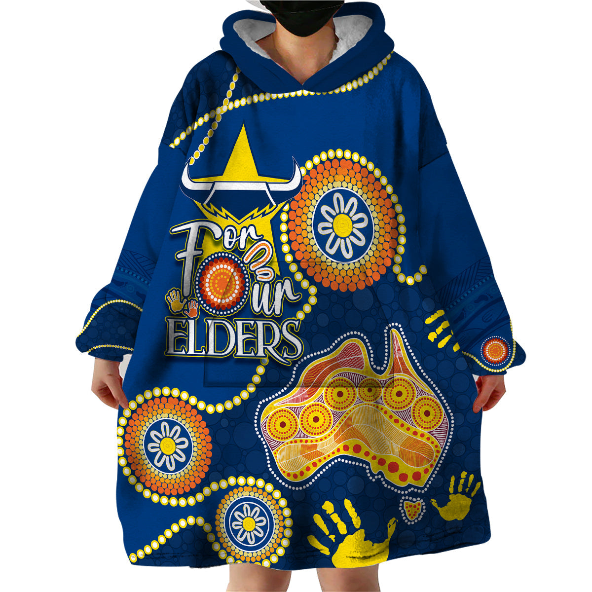 Personalised NAIDOC Week 2023 NRL Cowboys For Our Elders Wearable Blanket Hoodie - Vibe Hoodie Shop