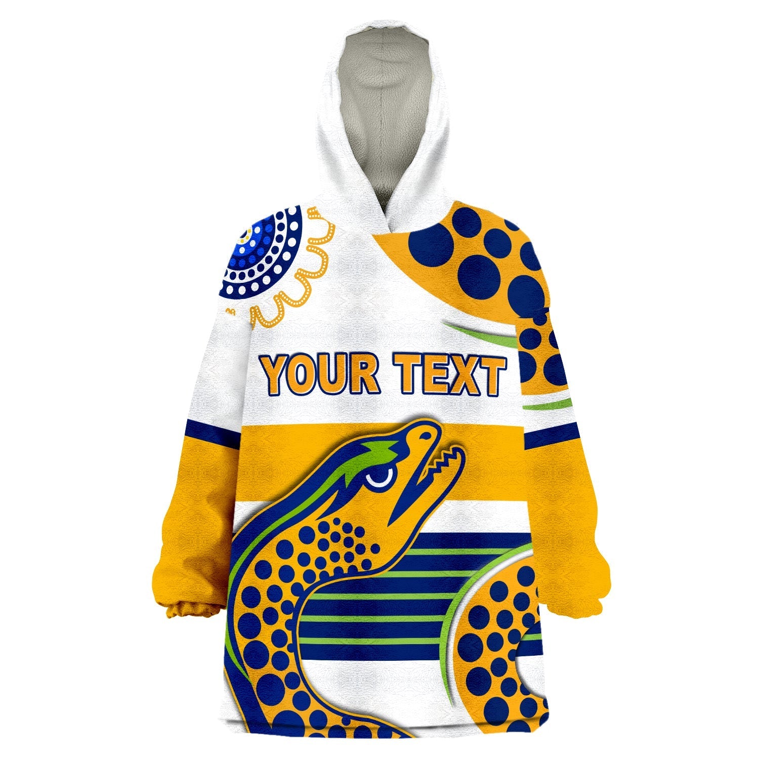 (Custom Personalised) Eels Indigenous Parramatta 2022 Version White Wearable Blanket Hoodie - Vibe Hoodie Shop