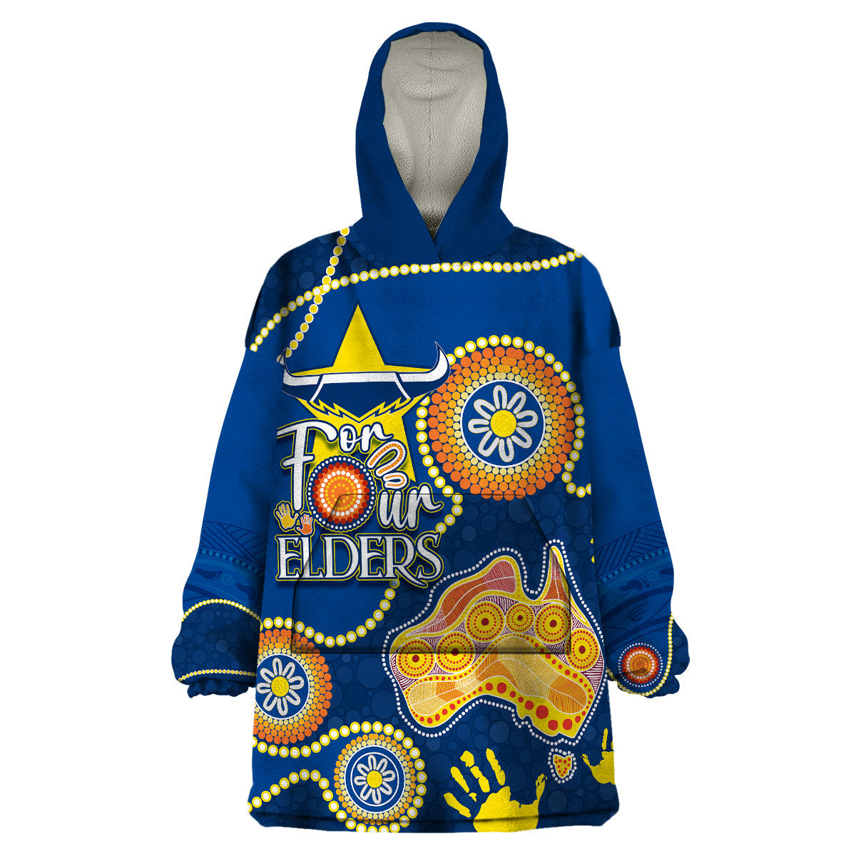 Personalised NAIDOC Week 2023 NRL Cowboys For Our Elders Wearable Blanket Hoodie - Vibe Hoodie Shop