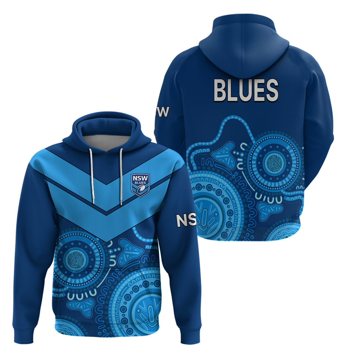 New South Wales Rugby Hoodie Indigenous NSW Blues LT9 - Vibe Hoodie Shop