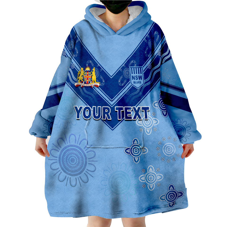 (Custom Personalised) NSW Blues Indigenous Rugby New South Wales Wearable Blanket Hoodie - Vibe Hoodie Shop