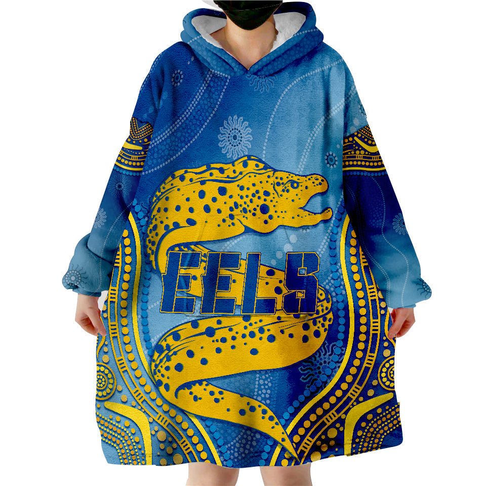 Personalised Parramatta Rugby Eels Aboriginal Simple Style Wearable Blanket Hoodie - Vibe Hoodie Shop