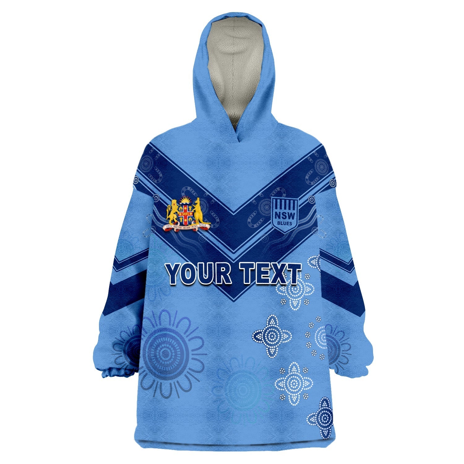 (Custom Personalised) NSW Blues Indigenous Rugby New South Wales Wearable Blanket Hoodie - Vibe Hoodie Shop