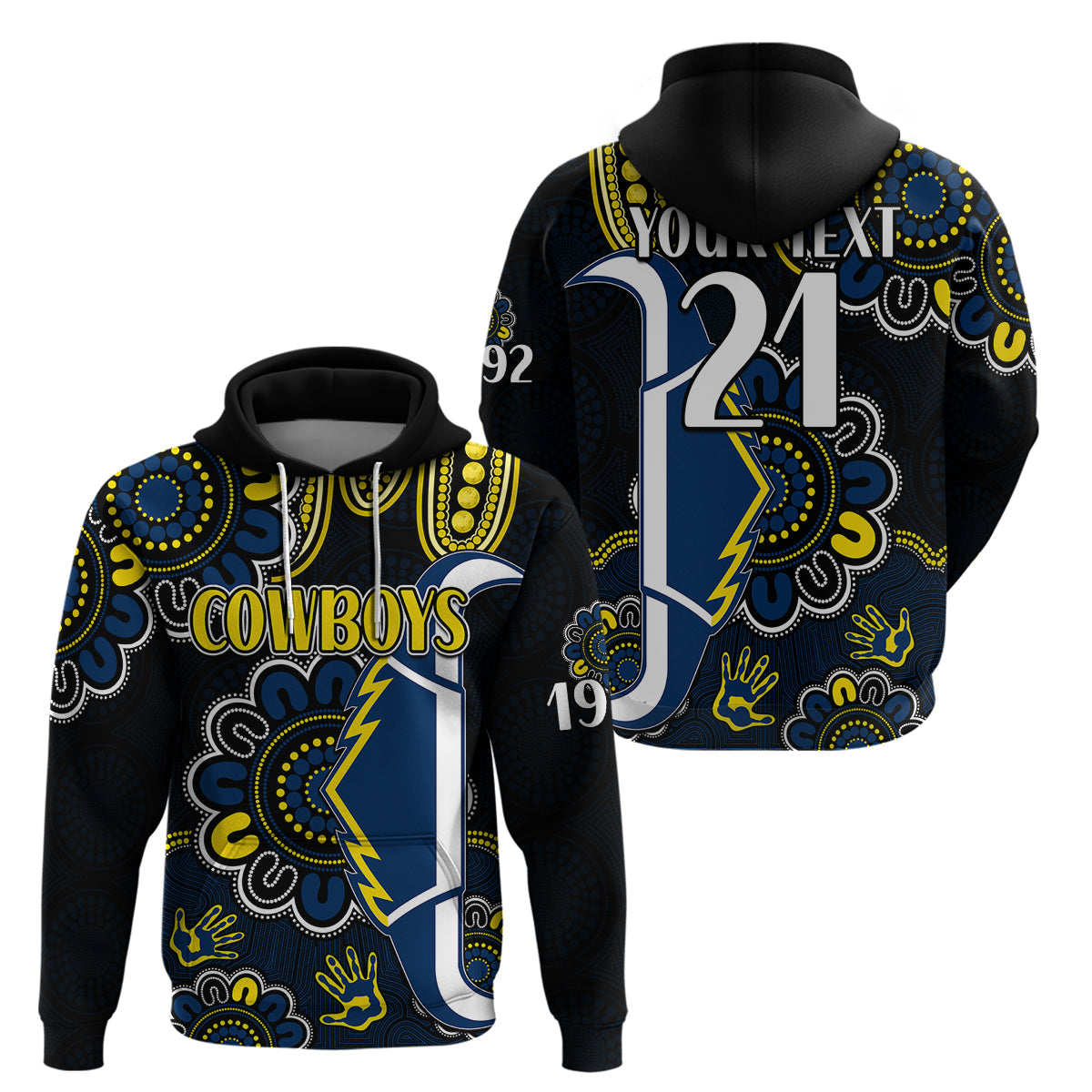 (Custom Personalised) NRL North Queensland Cowboys Rugby Hoodie Est 1992 Aboriginal LT9 - Vibe Hoodie Shop