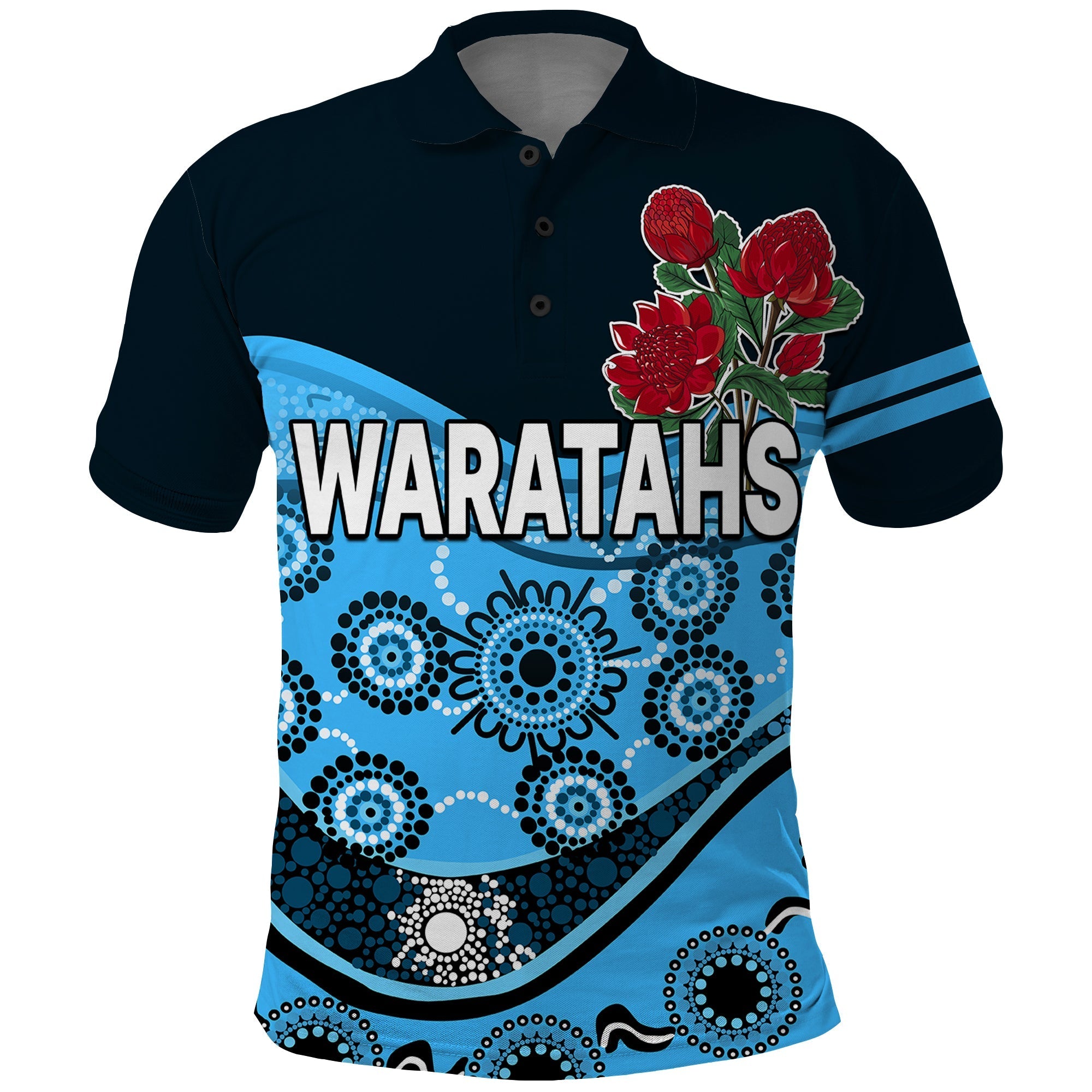 (Custom Personalised) Waratahs Rugby Polo Shirt NSW Red Waratahs Indigenous LT9 - Vibe Hoodie Shop