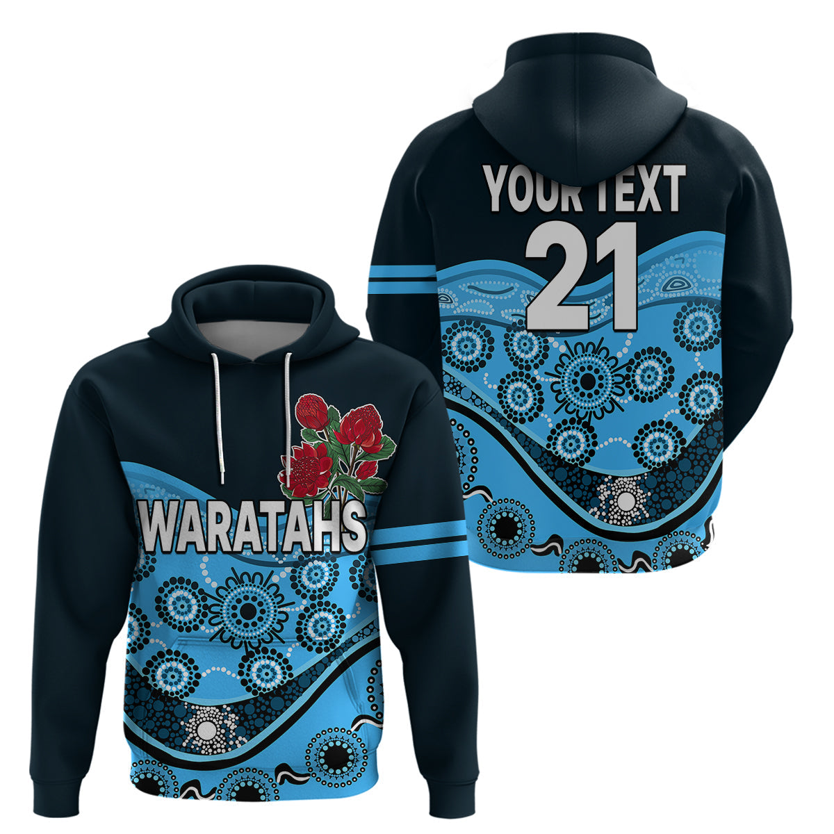 (Custom Personalised) Waratahs Rugby Hoodie NSW Red Waratahs Indigenous LT9 - Vibe Hoodie Shop