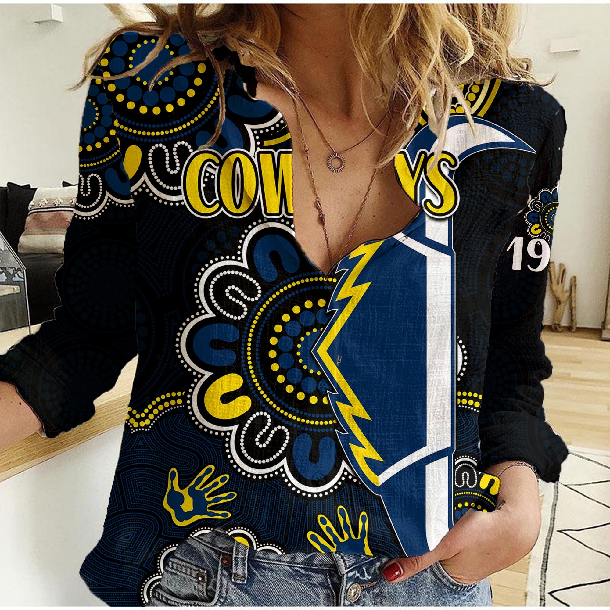 NRL North Queensland Cowboys Rugby Women Casual Shirt Est 1992 Aboriginal - Vibe Hoodie Shop