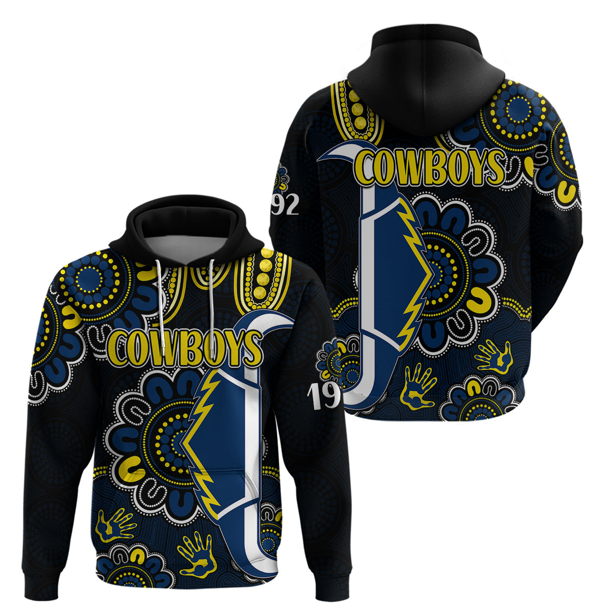 NRL North Queensland Cowboys Rugby Hoodie Est 1992 Aboriginal LT9 - Vibe Hoodie Shop