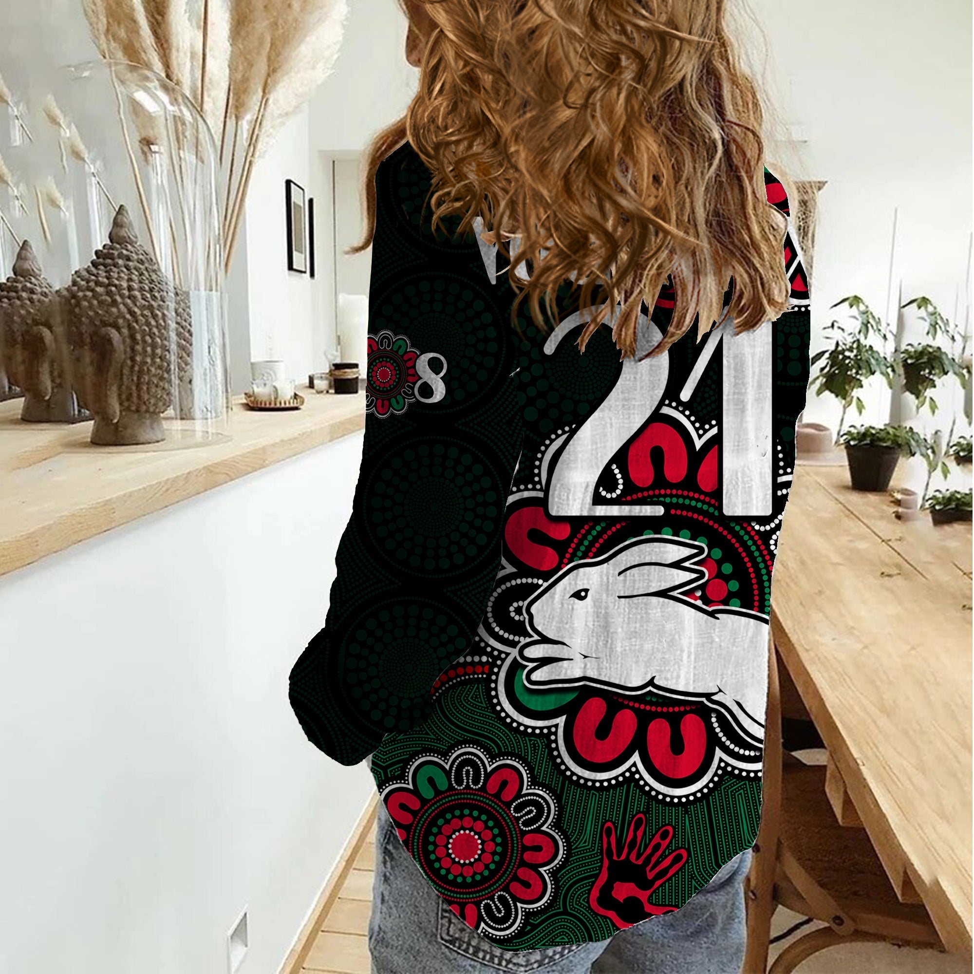 (Custom Personalised) NRL Rabbitohs Rugby Women Casual Shirt The Bunnies 1908 Aboriginal - Vibe Hoodie Shop