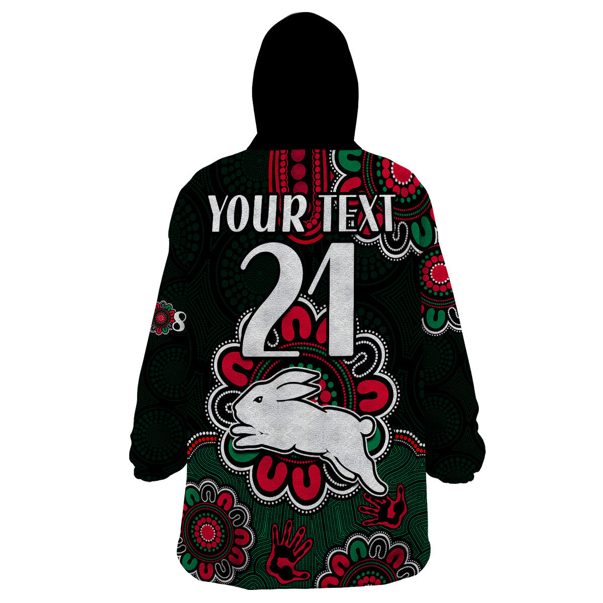 (Custom Personalised) NRL Rabbitohs Rugby Wearable Blanket Hoodie The Bunnies 1908 Aboriginal - Vibe Hoodie Shop