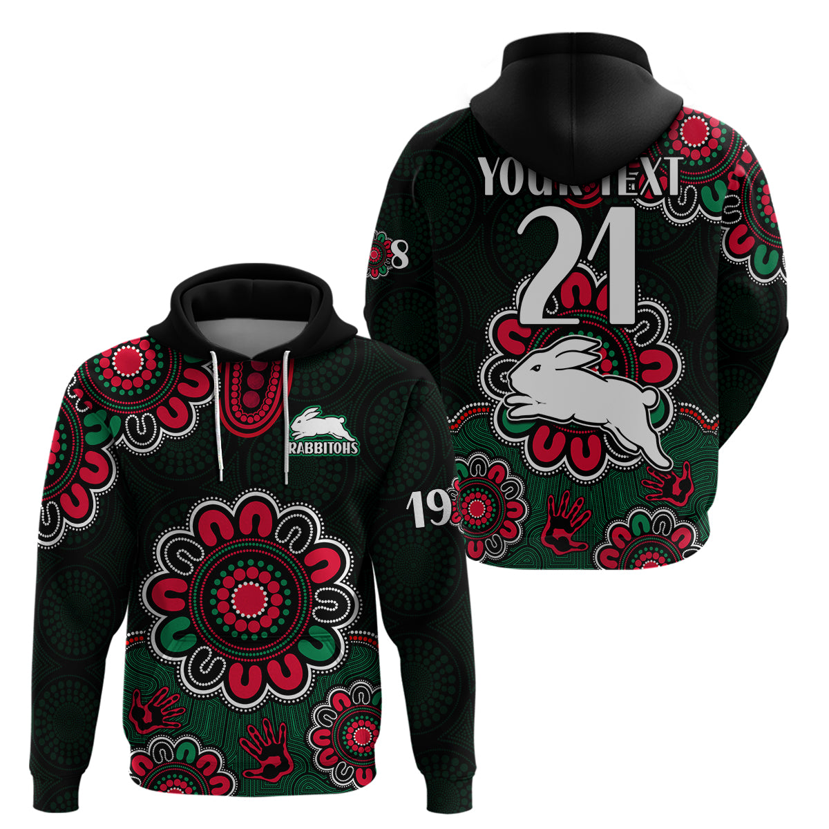 (Custom Personalised) NRL Rabbitohs Rugby Hoodie The Bunnies 1908 Aboriginal LT9 - Vibe Hoodie Shop