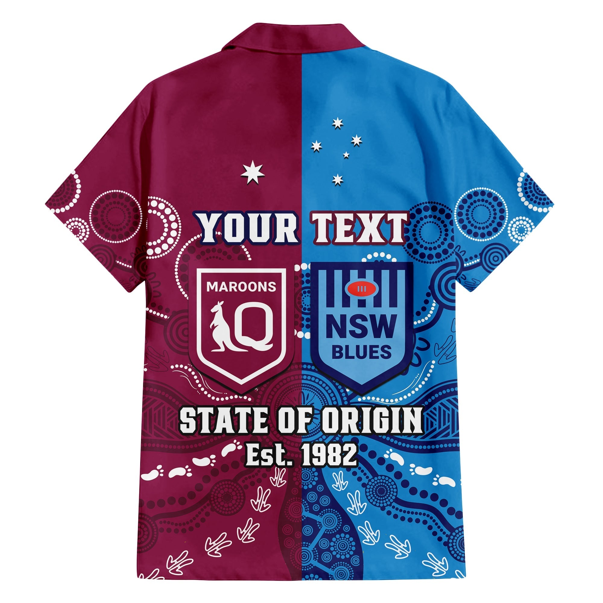 (Custom Personalised) QLD Maroons And NSW Blues Rugby Hawaiian Shirt State of Origin Indigenous - Vibe Hoodie Shop