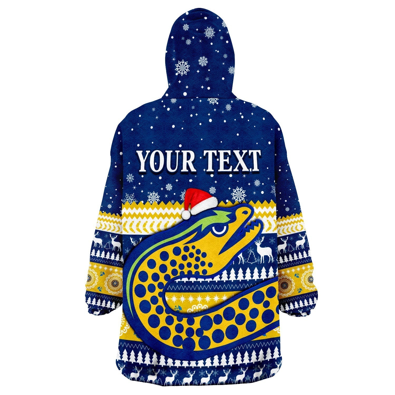 (Custom Personalised) Eels Rugby Wearable Blanket Hoodie Christmas Parramatta Blue - Vibe Hoodie Shop