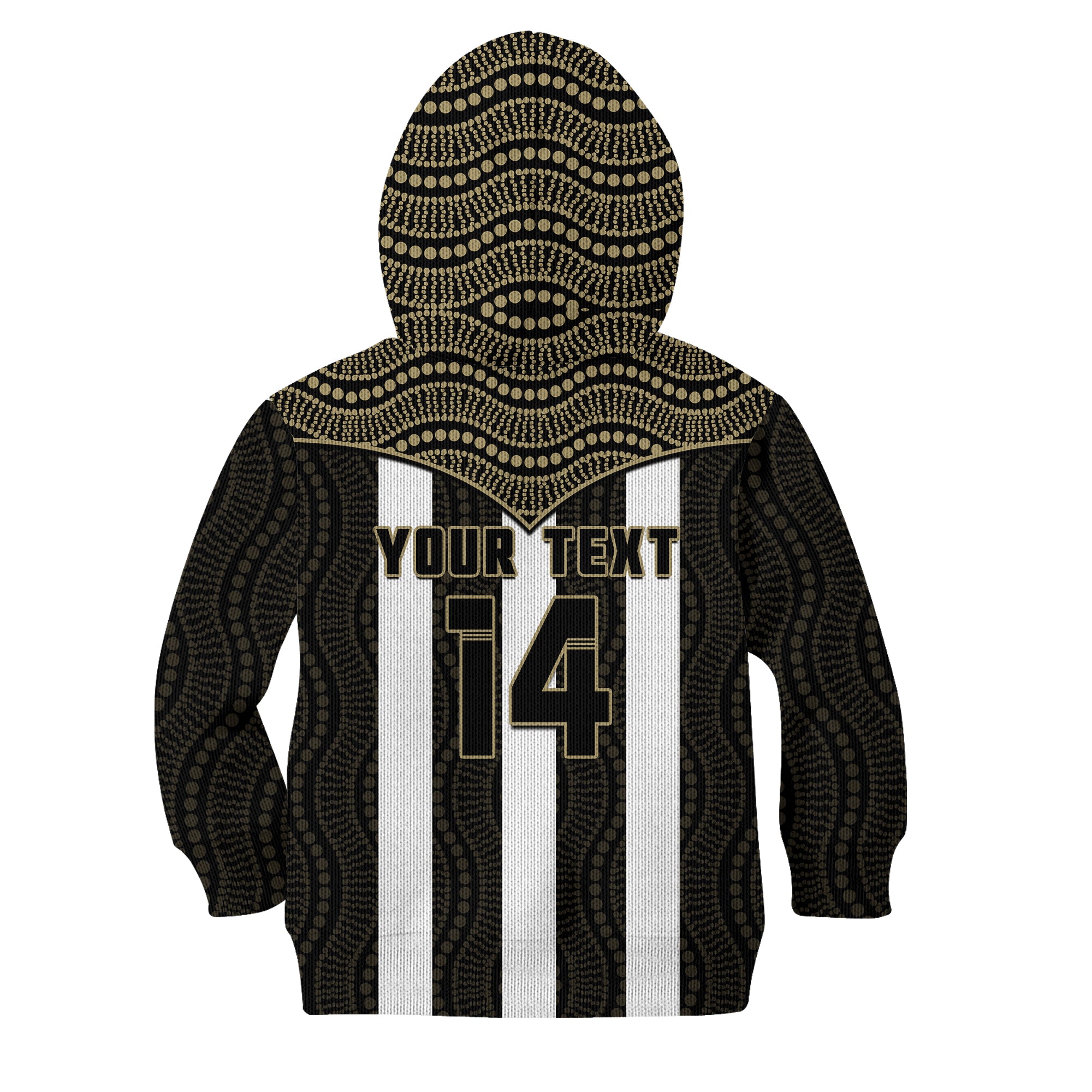 (Custom Text And Number) Magpies Football Hoodie KID Collingwood 1892 Indigenous Sporty Style - Vibe Hoodie Shop