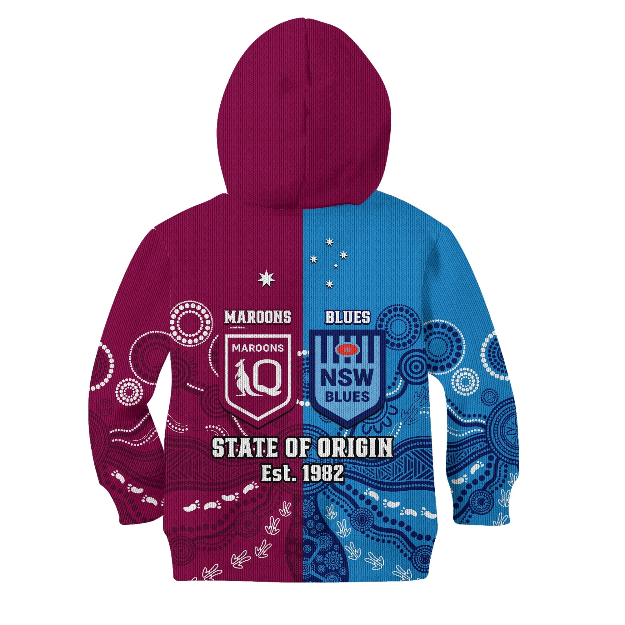 QLD Maroons And NSW Blues Rugby Hoodie KID State of Origin Indigenous - Vibe Hoodie Shop