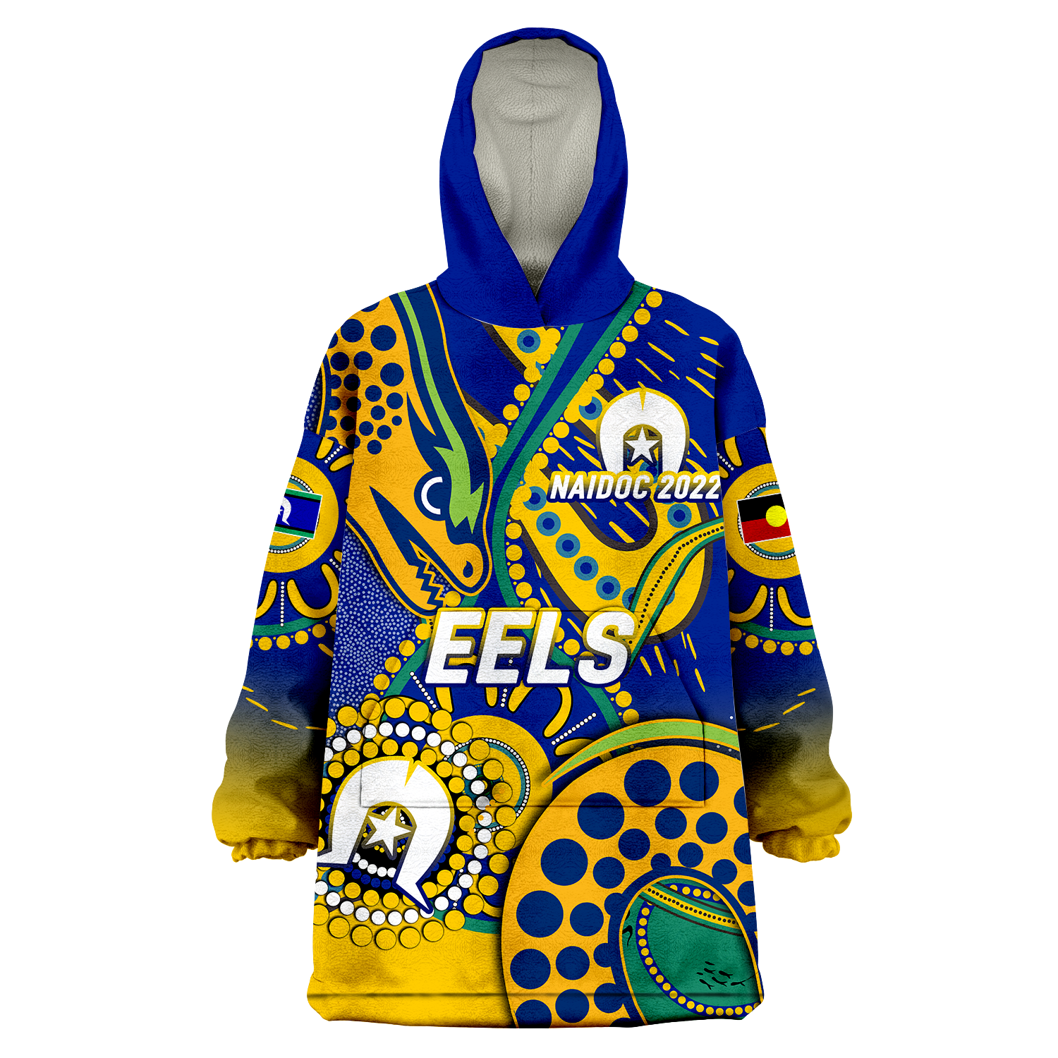 Eels Rugby NAIDOC 2022 Aboriginal Wearable Blanket Hoodie - - Vibe Hoodie Shop