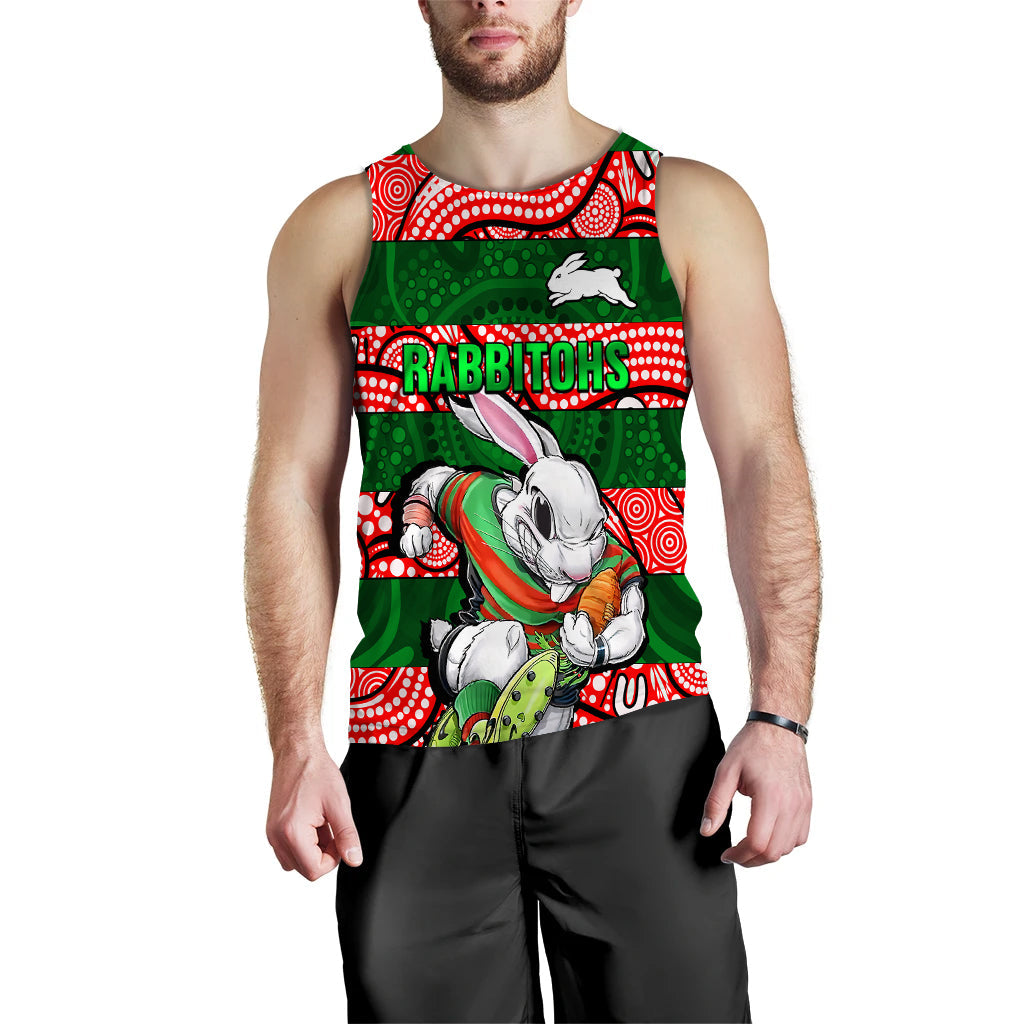 (Custom Personalised) Rabbitohs Rugby The Bunnies Aboriginal Men Tank Top - - Vibe Hoodie Shop